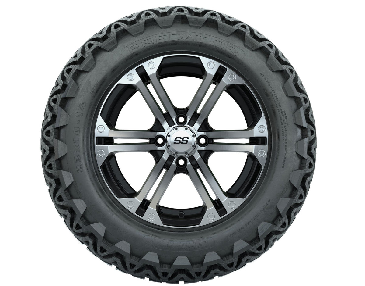 GTW Specter 14" Black & Machined Wheels with 23" Predator A/T Tires — Set of 4