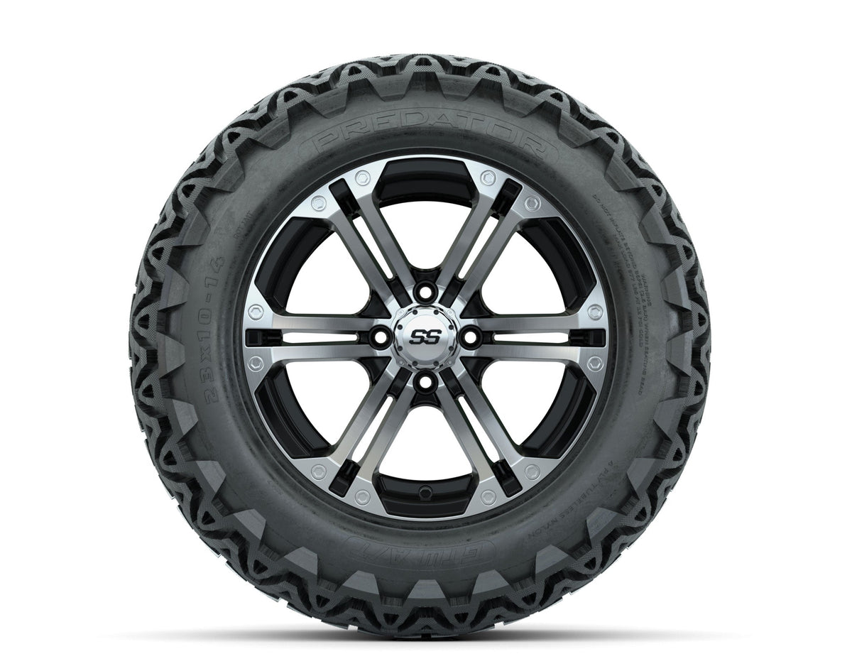 GTW Specter 14" Black & Machined Wheels with 23" Predator A/T Tires — Set of 4