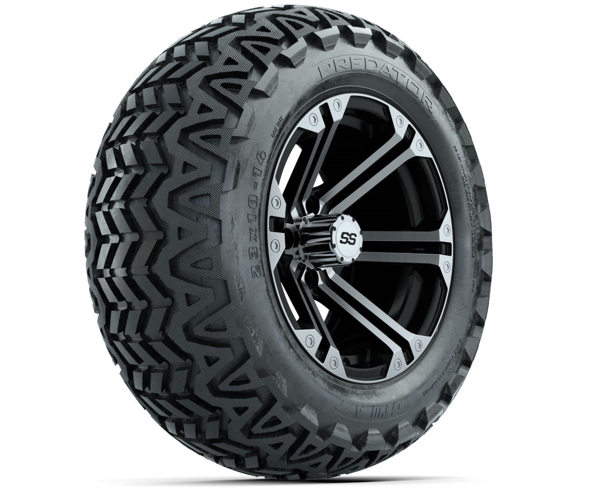 GTW Specter 14" Black & Machined Wheels with 23" Predator A/T Tires — Set of 4