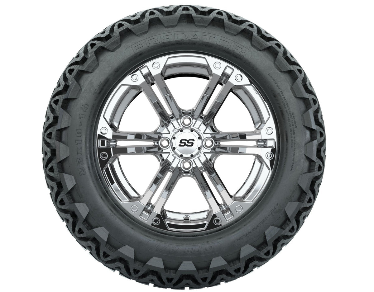 GTW Specter 14" Chrome Wheels with 23" Predator A/T Tires — Set of 4