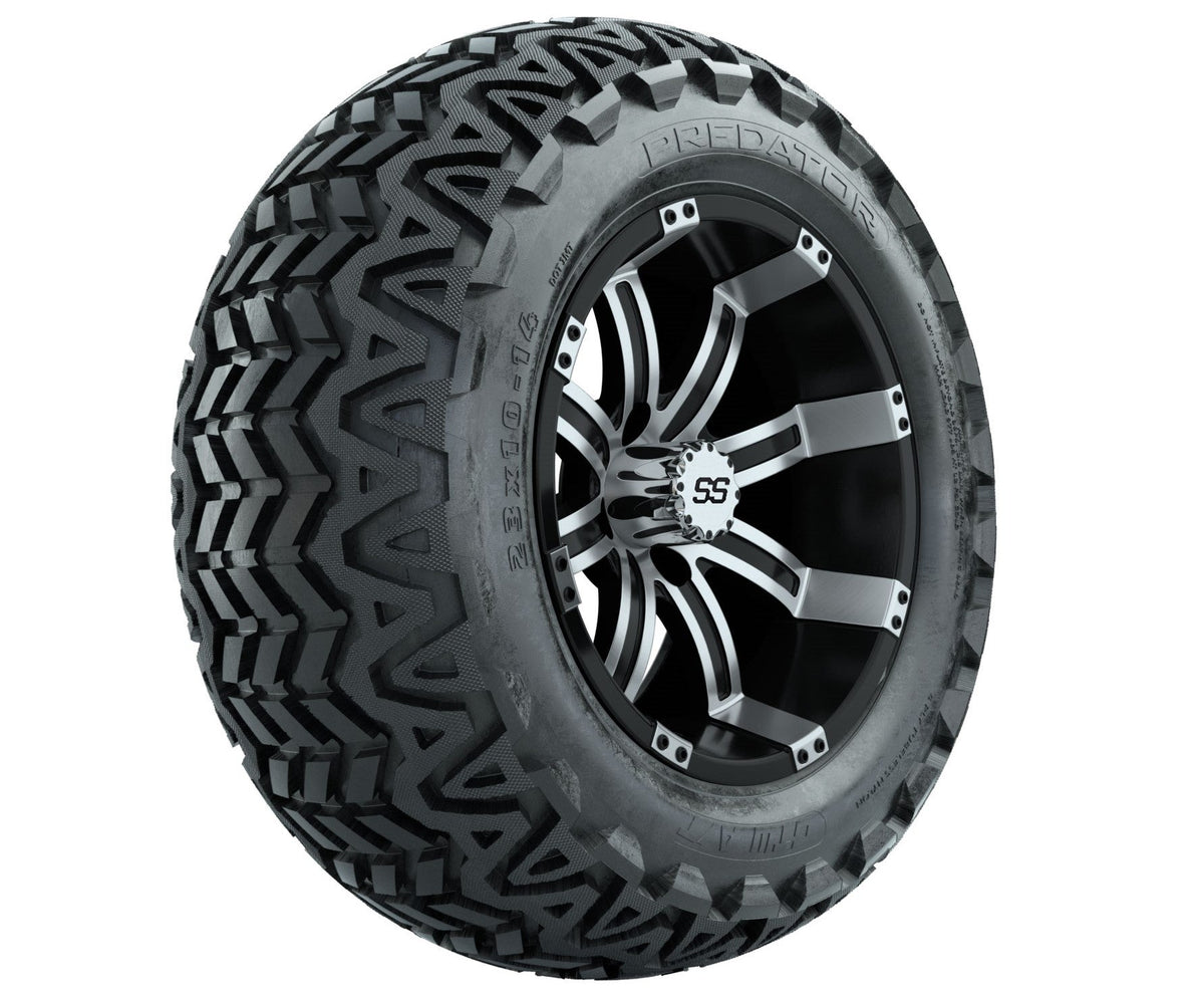 GTW Tempest 14" Black & Machined Wheels with 23" Predator A/T Tires — Set of 4