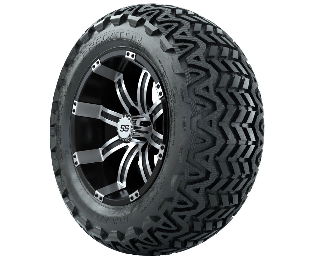 GTW Tempest 14" Black & Machined Wheels with 23" Predator A/T Tires — Set of 4