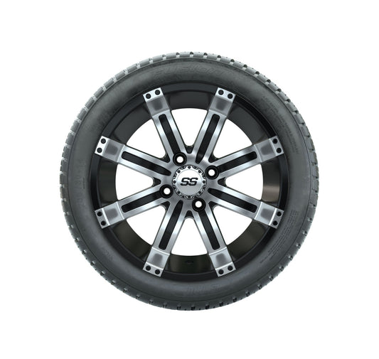 GTW Tempest 14" Black & Machined Wheels with 18" Fusion DOT Street Tires — Set of 4
