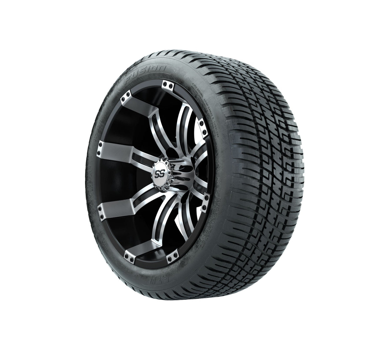 GTW Tempest 14" Black & Machined Wheels with 18" Fusion DOT Street Tires — Set of 4