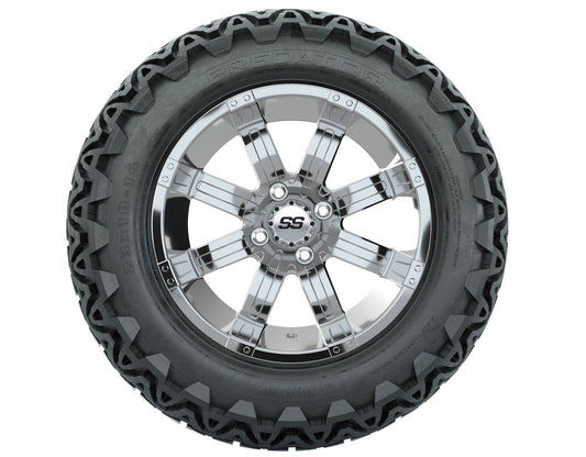 GTW Tempest 14" Chrome Wheels with 23" Predator A/T Tires — Set of 4