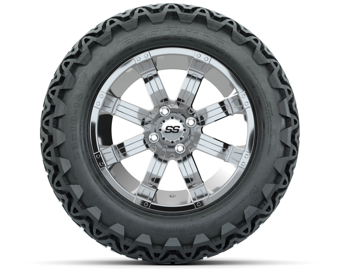 GTW Tempest 14" Chrome Wheels with 23" Predator A/T Tires — Set of 4