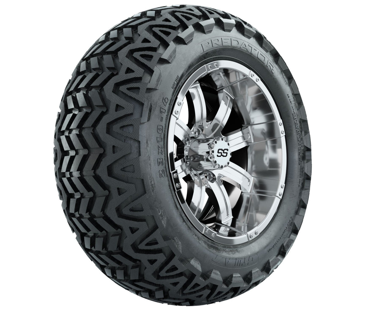 GTW Tempest 14" Chrome Wheels with 23" Predator A/T Tires — Set of 4