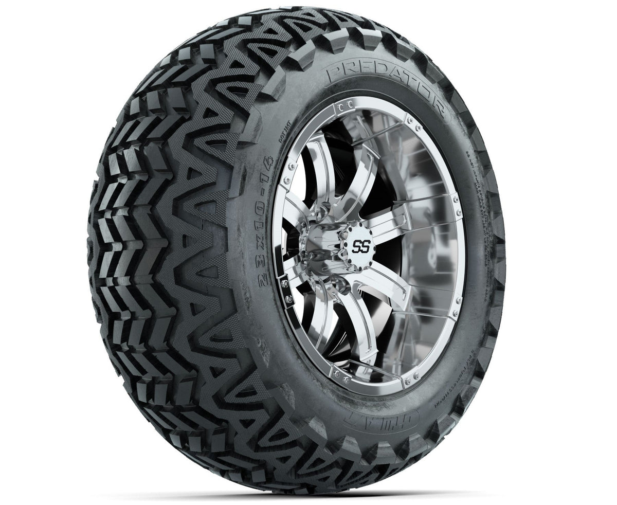 GTW Tempest 14" Chrome Wheels with 23" Predator A/T Tires — Set of 4