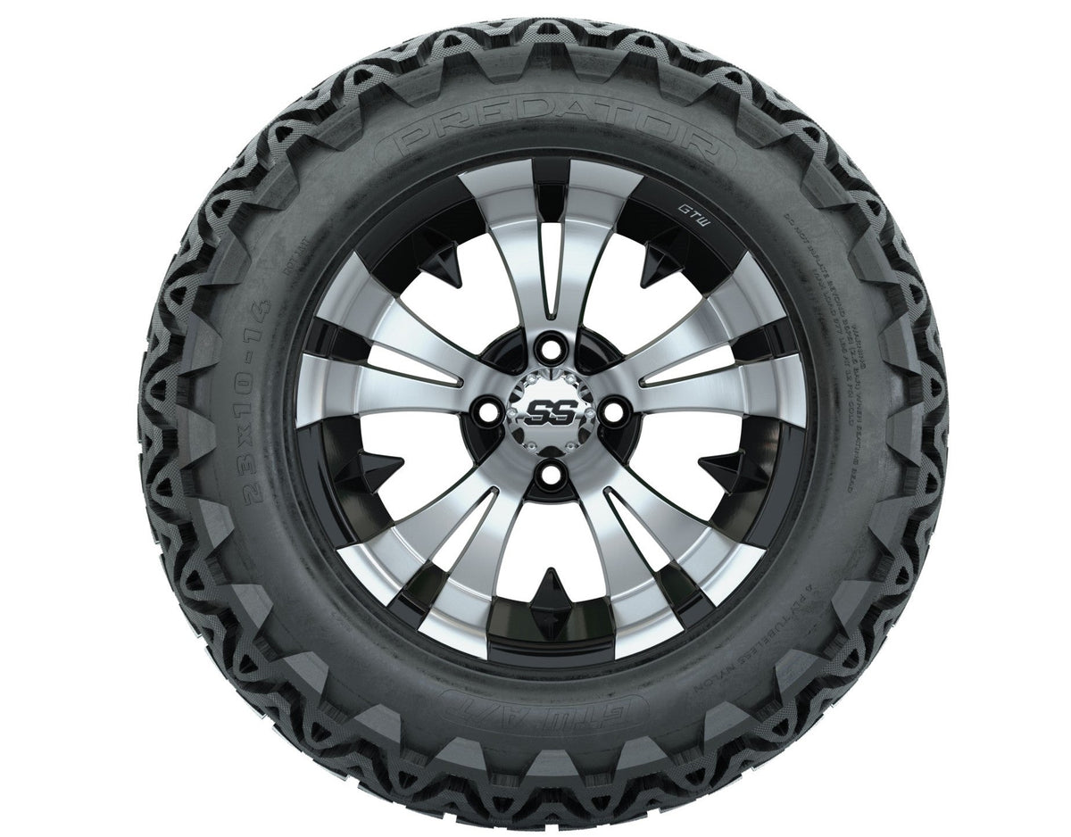 GTW Vampire 14" Black & Machined Wheels with 23" Predator A/T Tires — Set of 4