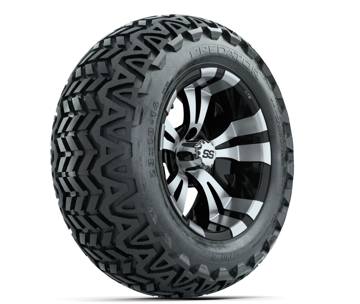 GTW Vampire 14" Black & Machined Wheels with 23" Predator A/T Tires — Set of 4