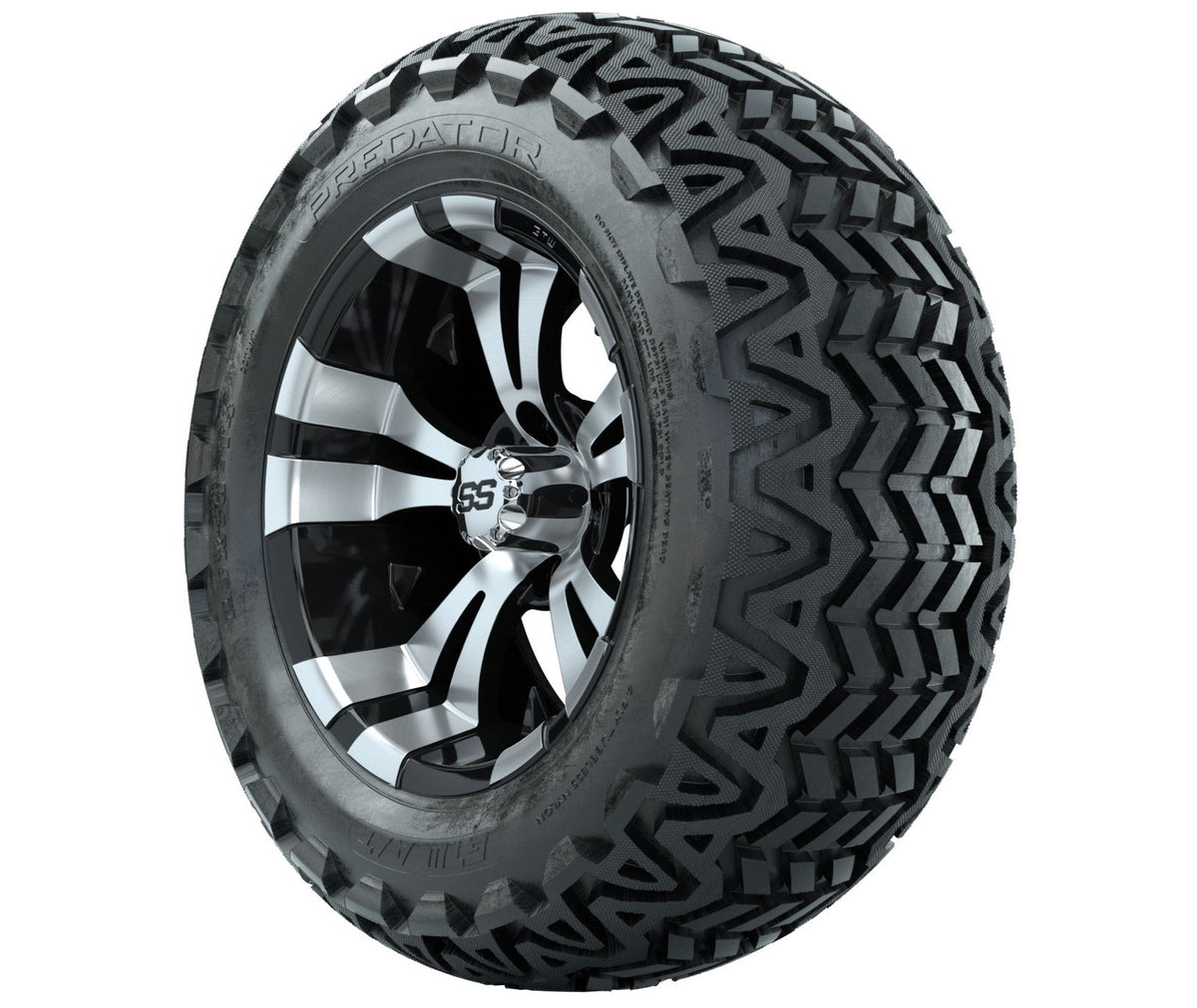 GTW Vampire 14" Black & Machined Wheels with 23" Predator A/T Tires — Set of 4