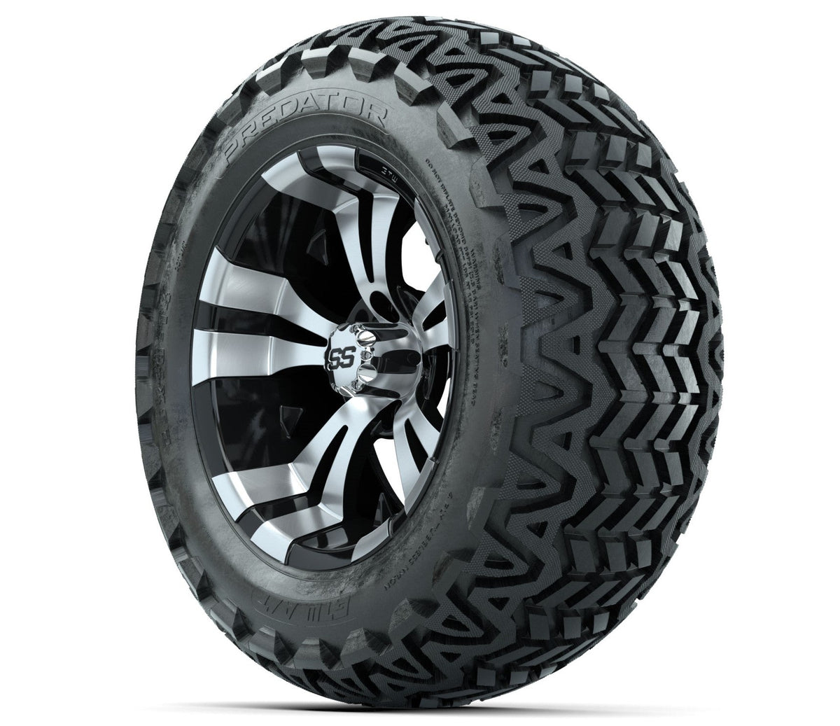 GTW Vampire 14" Black & Machined Wheels with 23" Predator A/T Tires — Set of 4