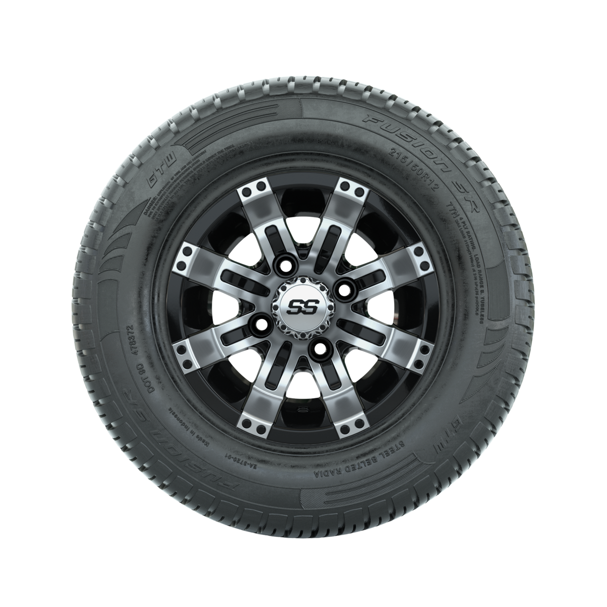 Set of (4) 12" GTW Tempest Wheels with 215/50-R12 Fusion S/R Street Tires