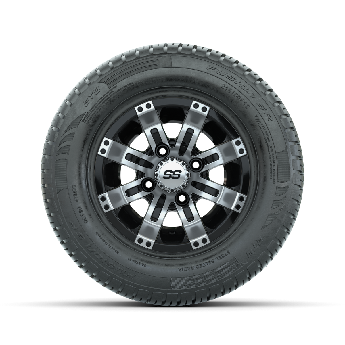 Set of (4) 12" GTW Tempest Wheels with 215/50-R12 Fusion S/R Street Tires