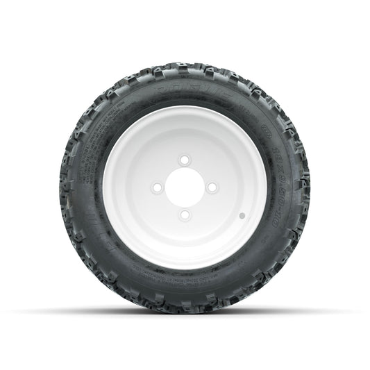 GTW Steel White 10 in Wheels with 18x9.50-10 Rogue All Terrain Tires Full Set