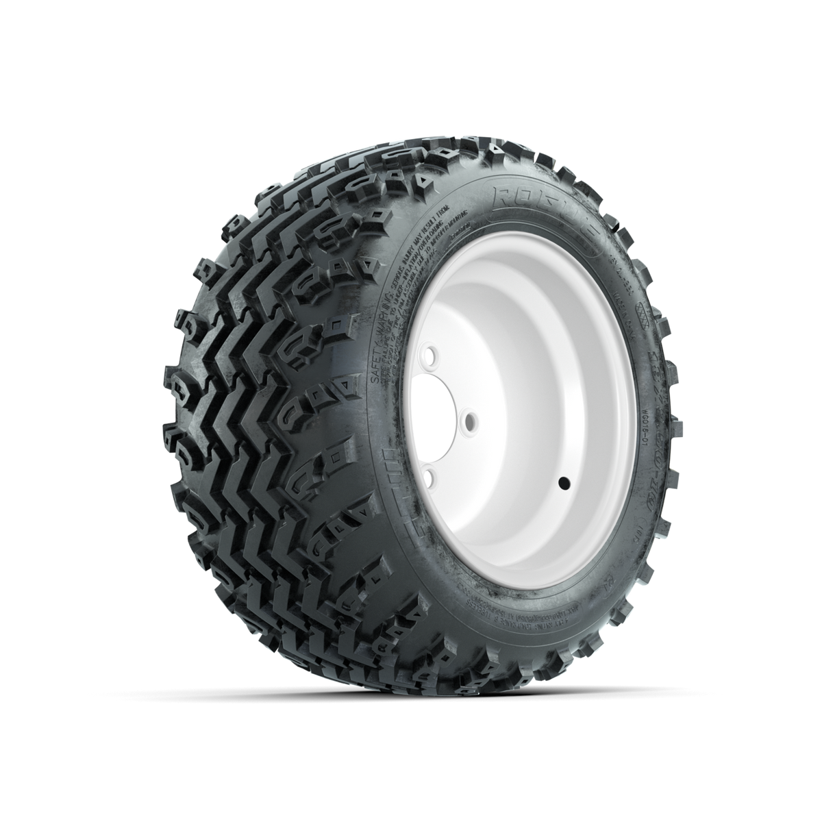 GTW Steel White 10 in Wheels with 18x9.50-10 Rogue All Terrain Tires Full Set