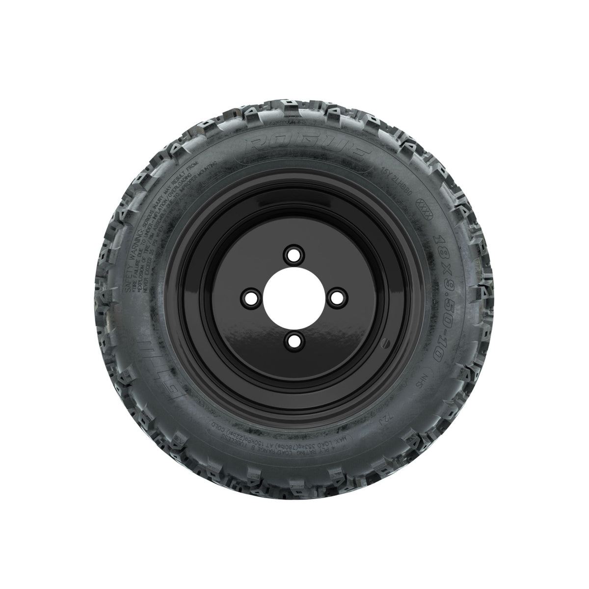 GTW Steel Matte Black 3:5 Offset 10 in Wheels with 18x9.50-10 Rogue All Terrain Tires Full Set