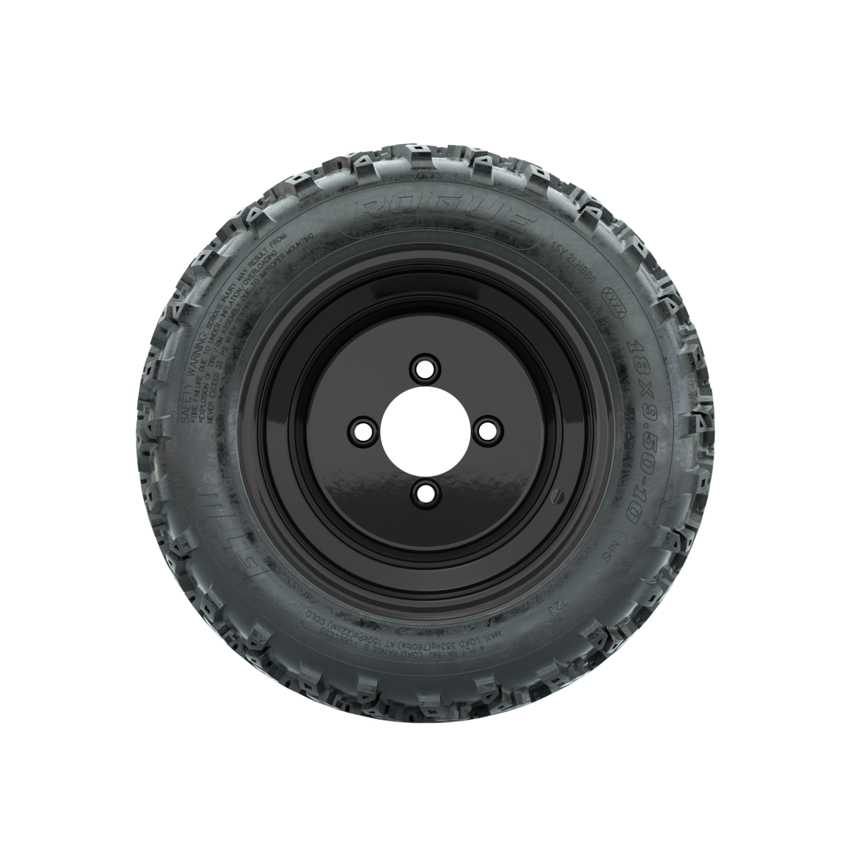 GTW Steel Matte Black 3:5 Offset 10 in Wheels with 18x9.50-10 Rogue All Terrain Tires Full Set