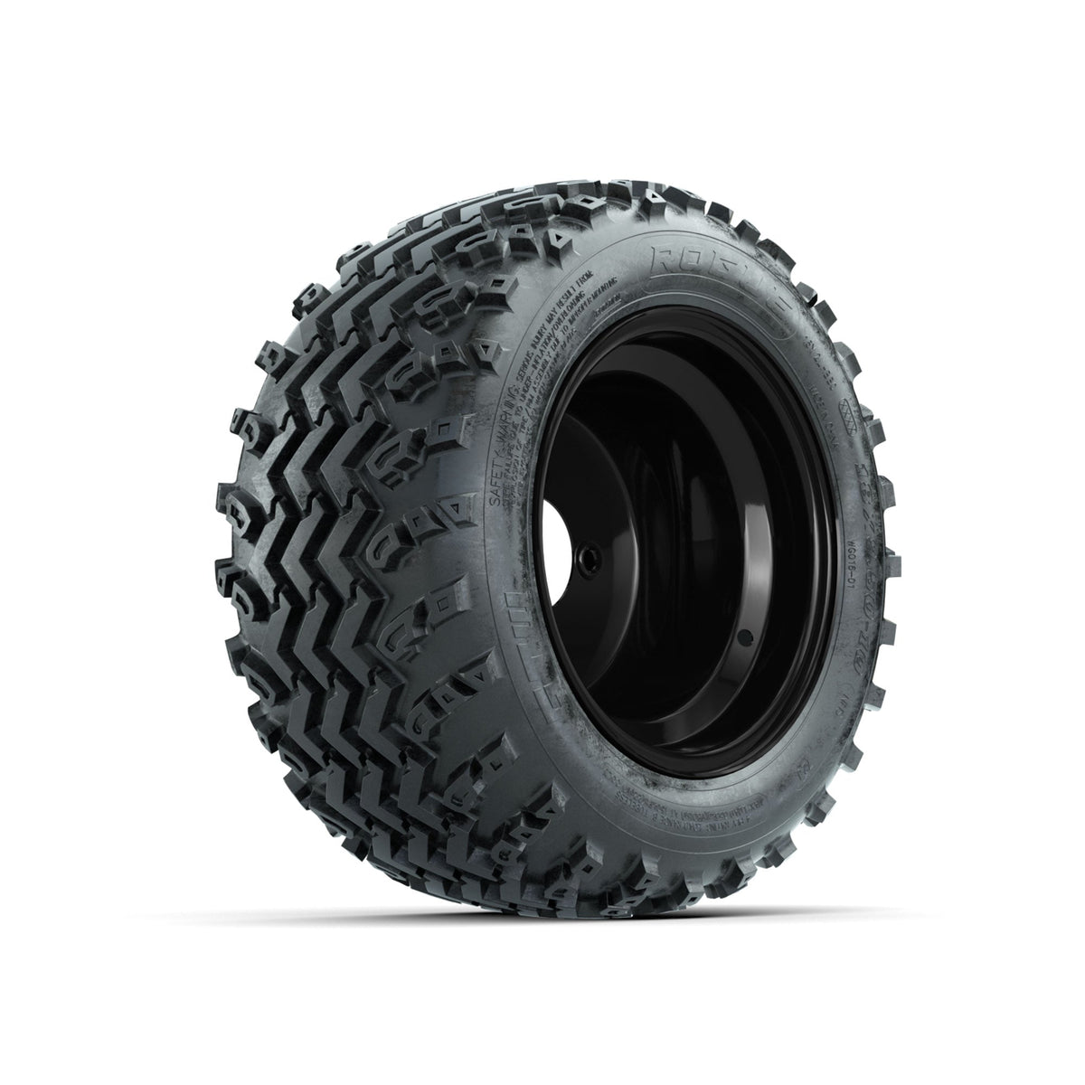 GTW Steel Matte Black 3:5 Offset 10 in Wheels with 18x9.50-10 Rogue All Terrain Tires Full Set