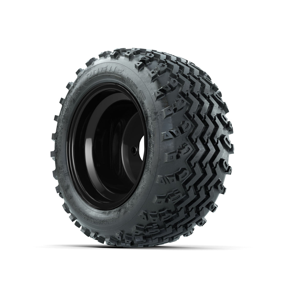 GTW Steel Matte Black 3:5 Offset 10 in Wheels with 18x9.50-10 Rogue All Terrain Tires Full Set