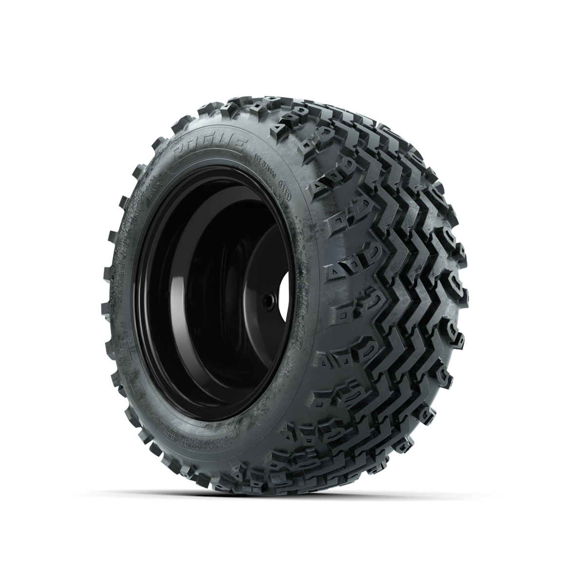 GTW Steel Matte Black 3:5 Offset 10 in Wheels with 18x9.50-10 Rogue All Terrain Tires Full Set