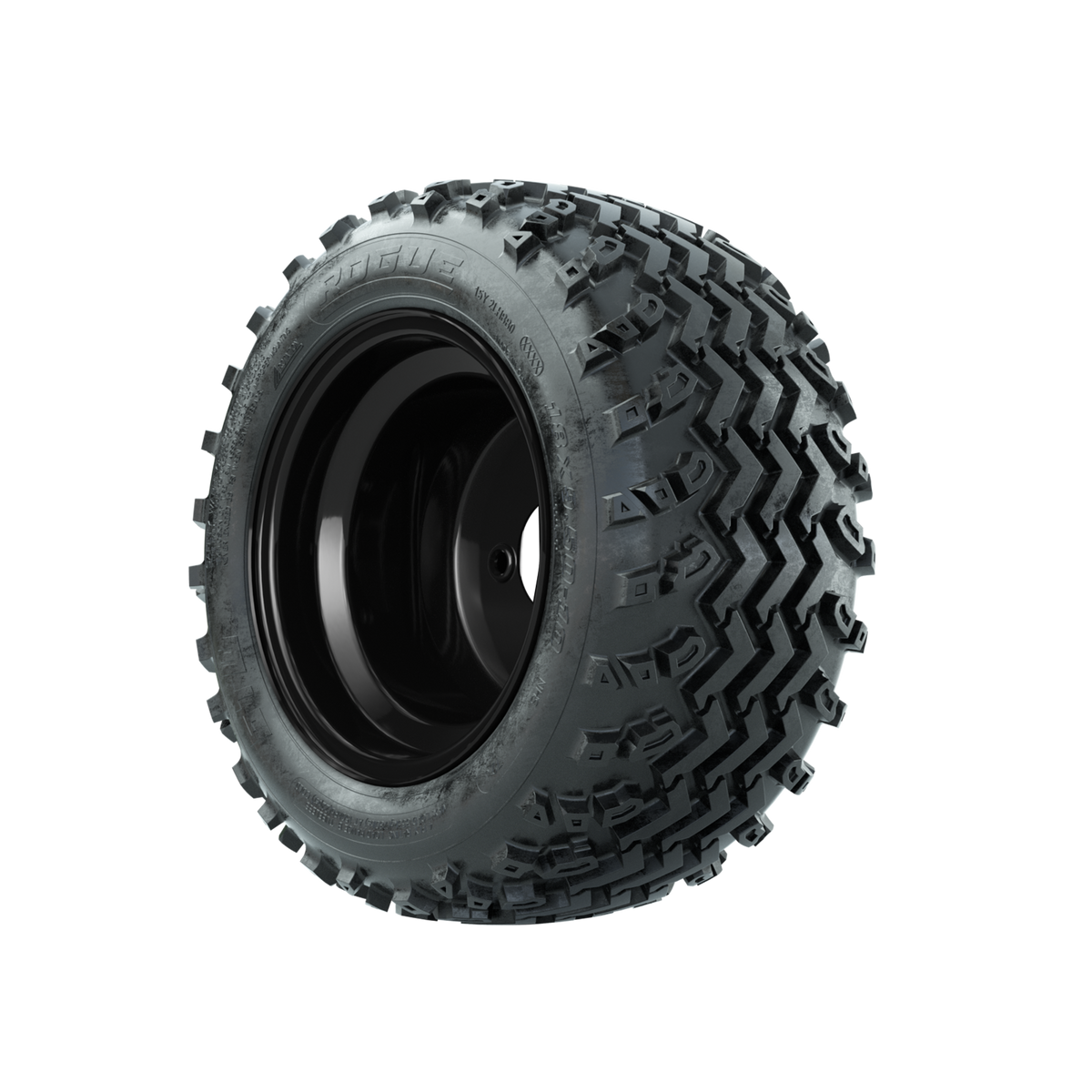 GTW Steel Matte Black 3:5 Offset 10 in Wheels with 18x9.50-10 Rogue All Terrain Tires Full Set