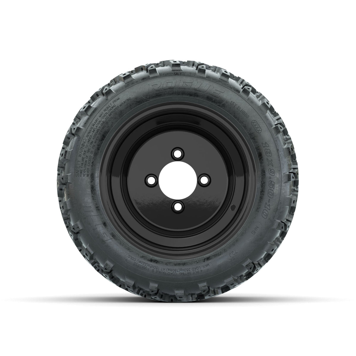 GTW Steel Black Centered 10 in Wheels with 18x9.50-10 Rogue All Terrain Tires Full Set