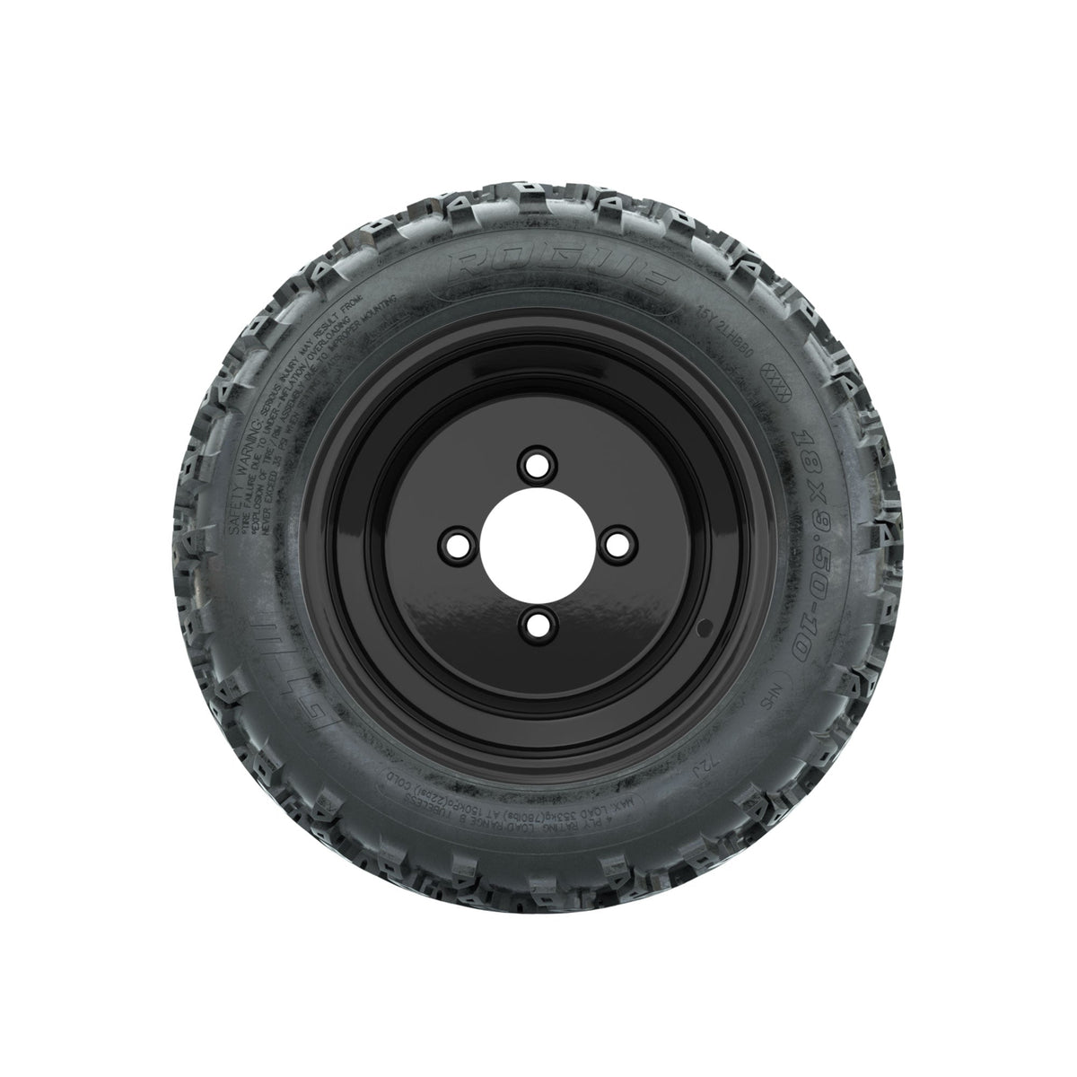 GTW Steel Black Centered 10 in Wheels with 18x9.50-10 Rogue All Terrain Tires Full Set