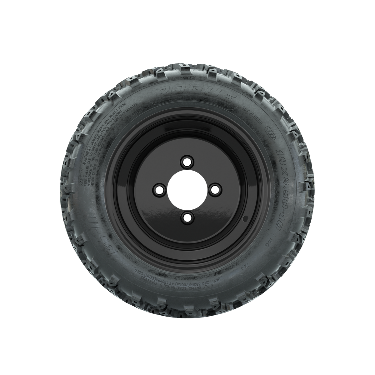 GTW Steel Black Centered 10 in Wheels with 18x9.50-10 Rogue All Terrain Tires Full Set