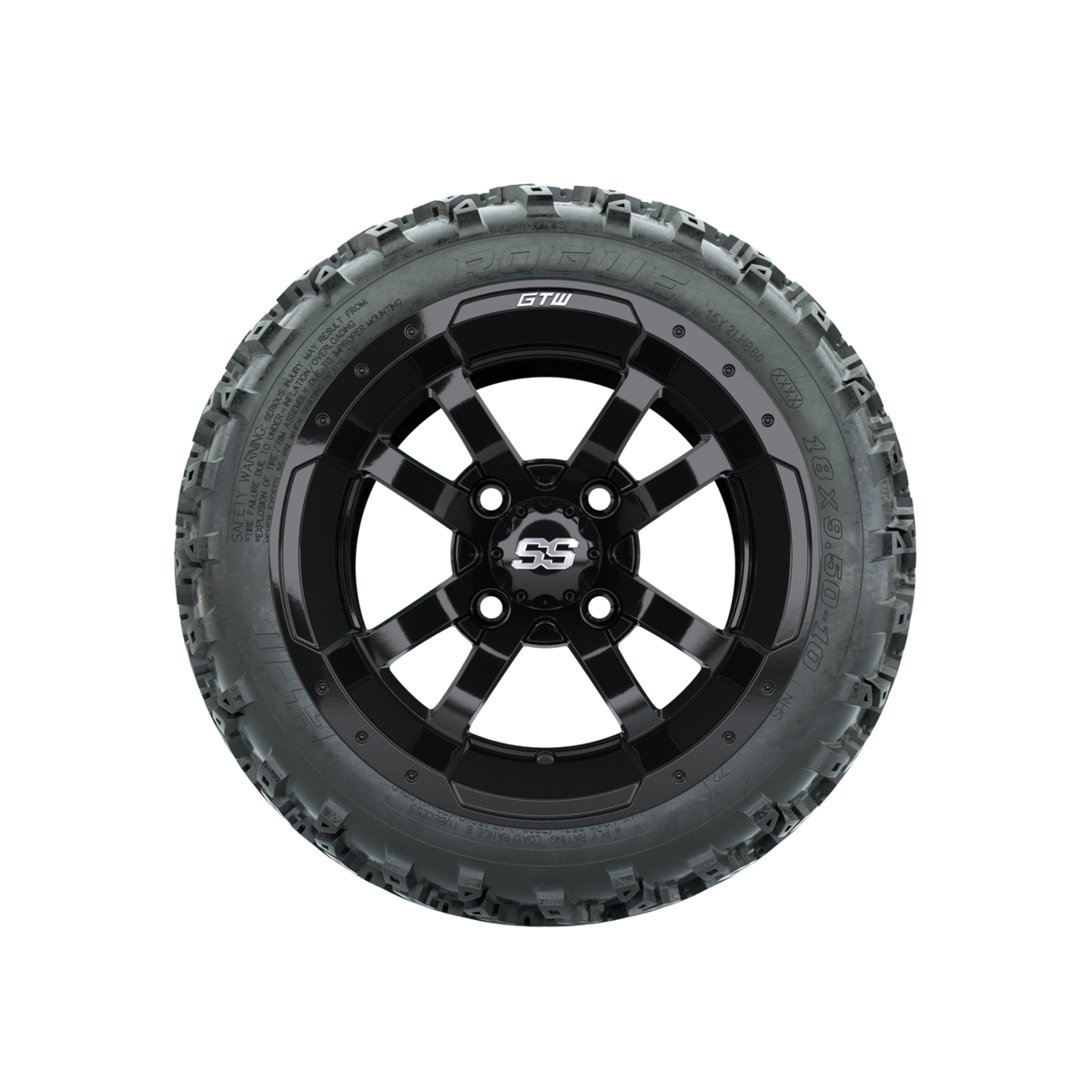 GTW Storm Trooper Black 10 in Wheels with 18x9.50-10 Rogue All Terrain Tires Full Set