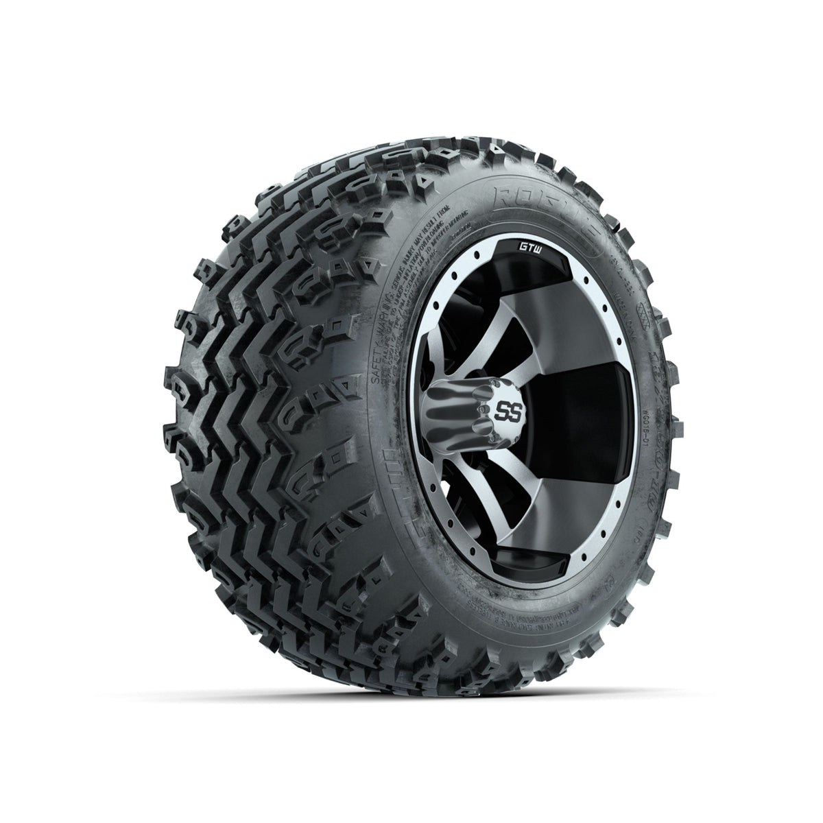 GTW Storm Trooper Machined/Black 10 in Wheels with 18x9.50-10 Rogue All Terrain Tires Full Set