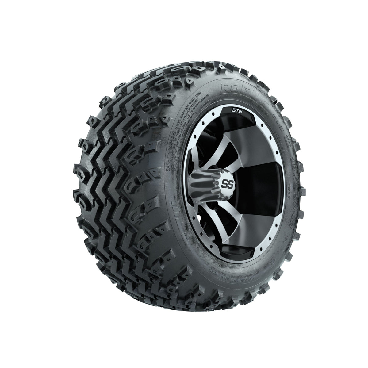 GTW Storm Trooper Machined/Black 10 in Wheels with 18x9.50-10 Rogue All Terrain Tires Full Set