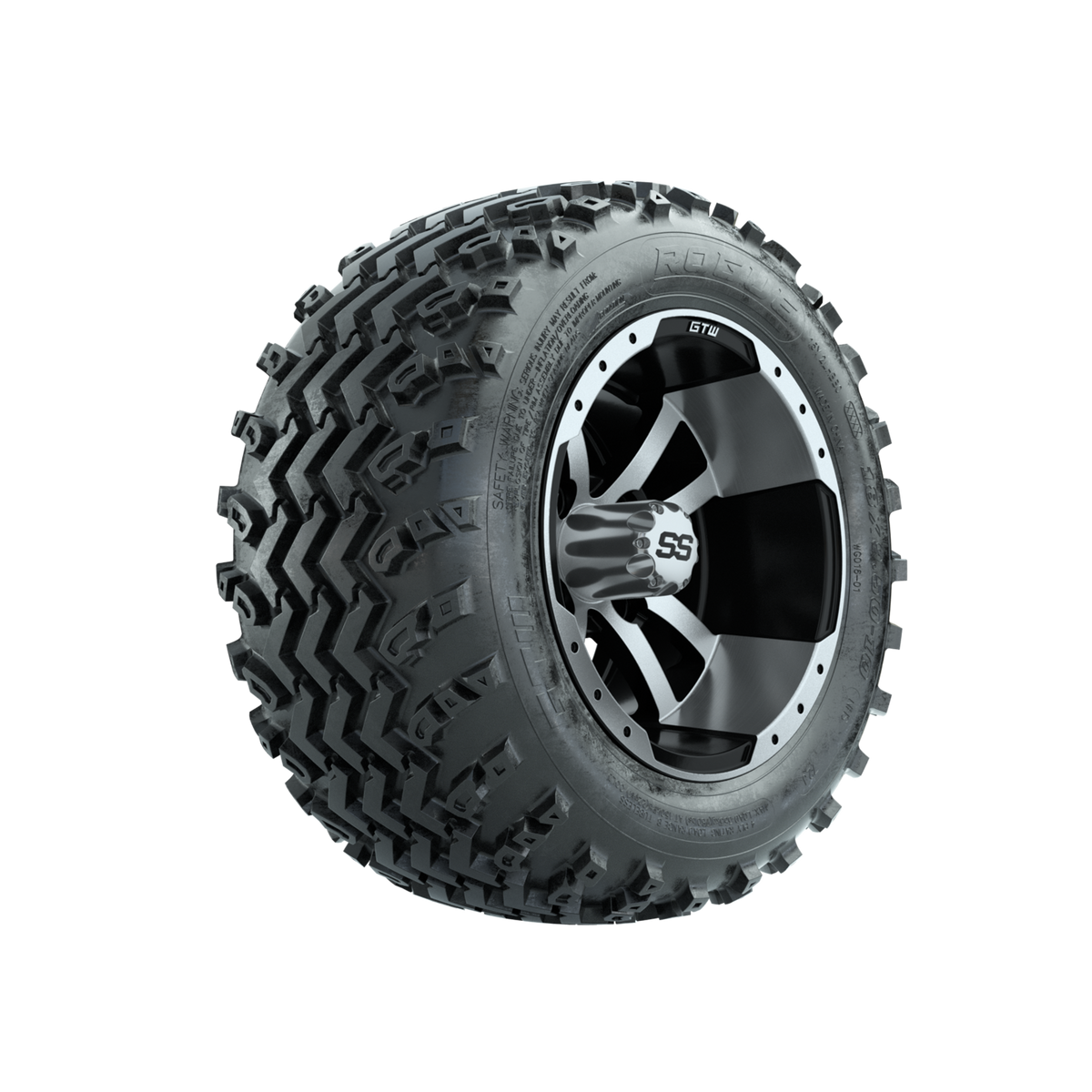 GTW Storm Trooper Machined/Black 10 in Wheels with 18x9.50-10 Rogue All Terrain Tires Full Set
