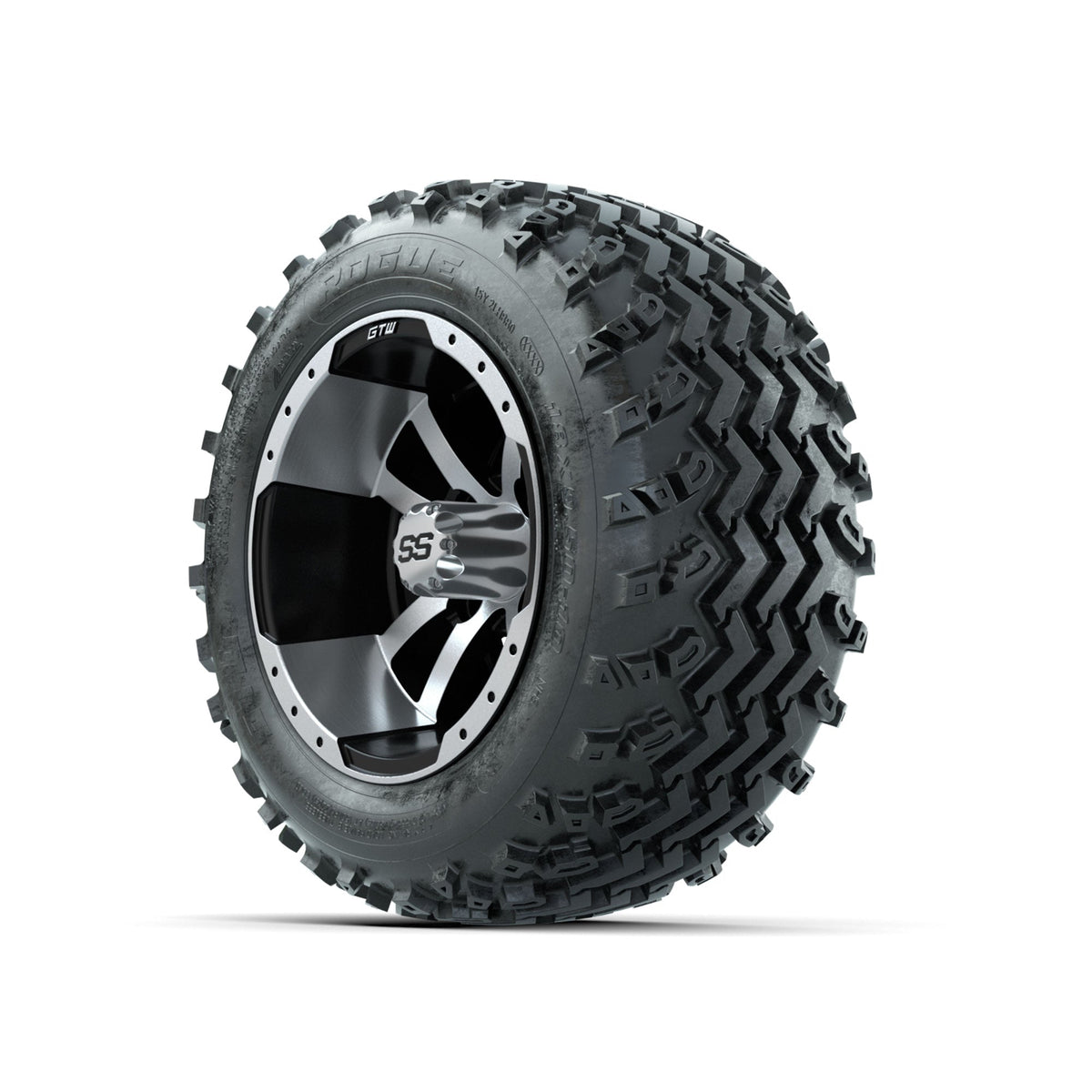 GTW Storm Trooper Machined/Black 10 in Wheels with 18x9.50-10 Rogue All Terrain Tires Full Set
