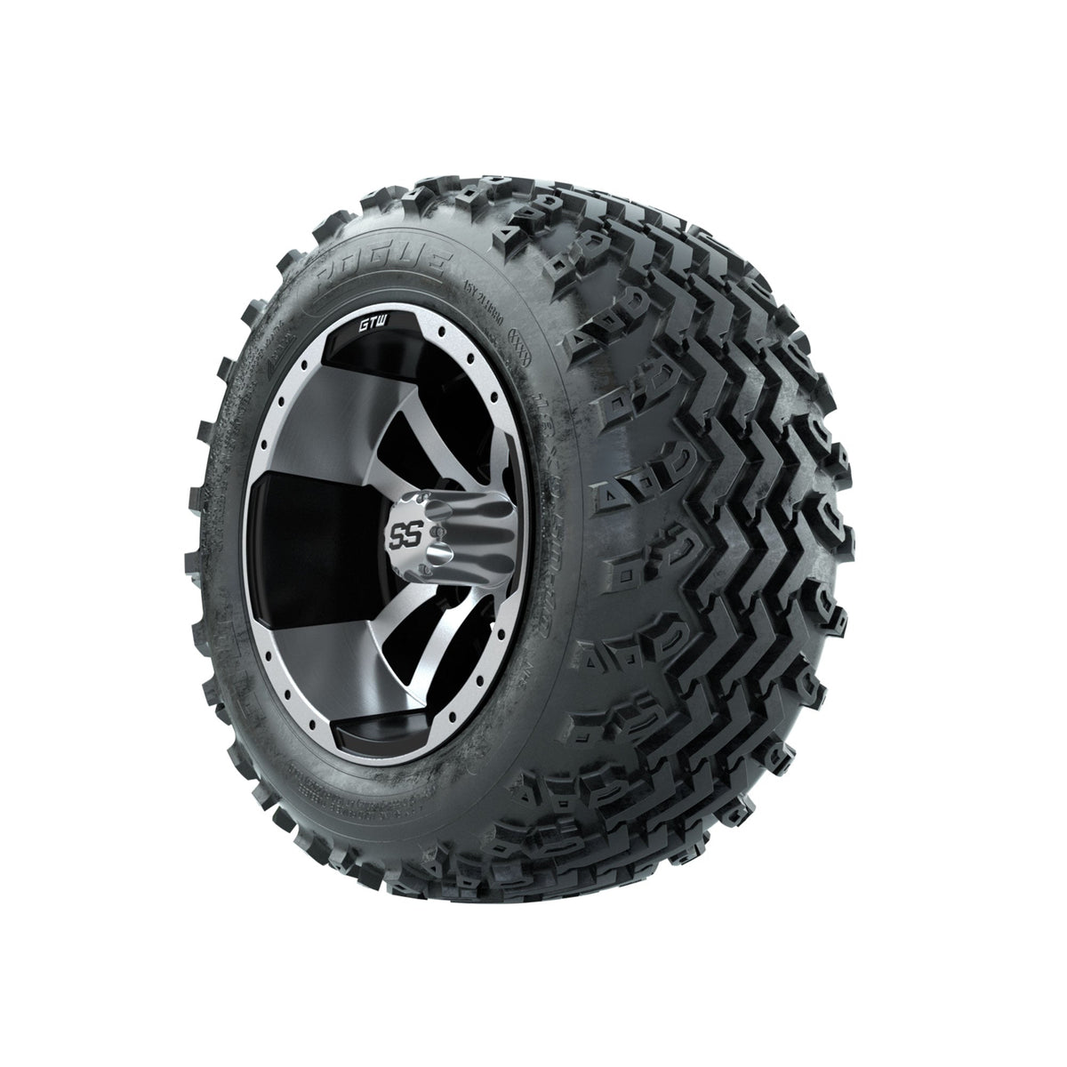 GTW Storm Trooper Machined/Black 10 in Wheels with 18x9.50-10 Rogue All Terrain Tires Full Set