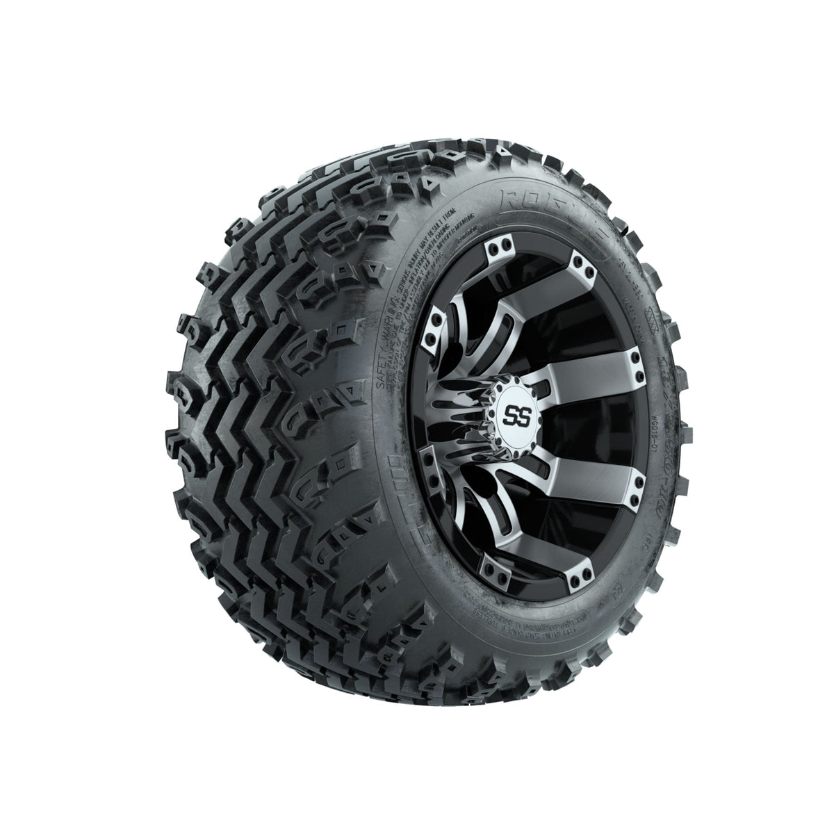 GTW Tempest Machined/Black 10 in Wheels with 18x9.50-10 Rogue All Terrain Tires Full Set
