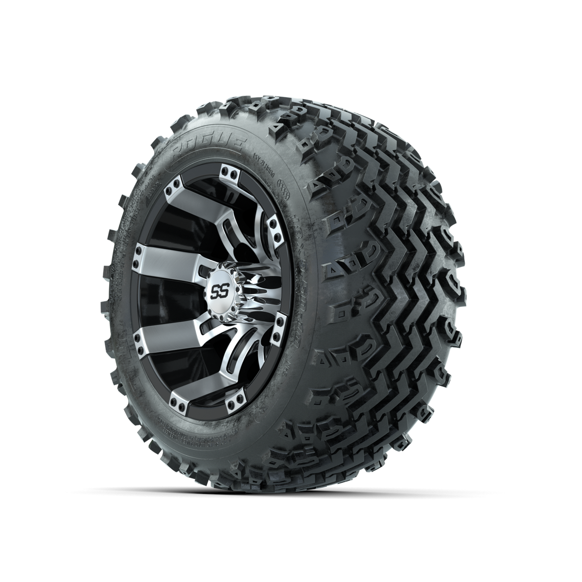 GTW Tempest Machined/Black 10 in Wheels with 18x9.50-10 Rogue All Terrain Tires Full Set