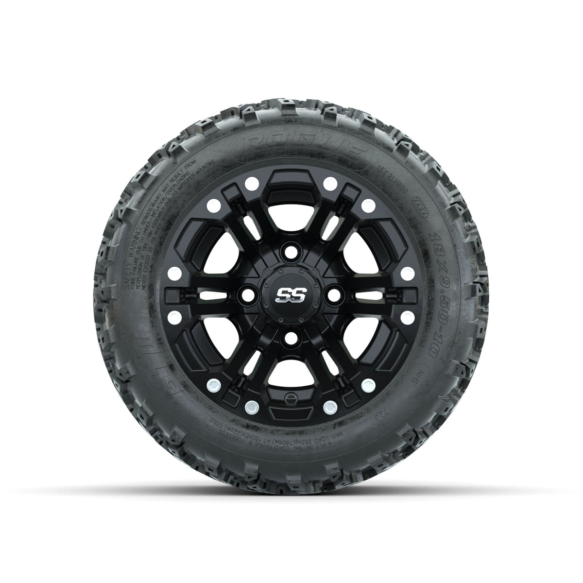 GTW Specter Matte Black 10 in Wheels with 18x9.50-10 Rogue All Terrain Tires Full Set