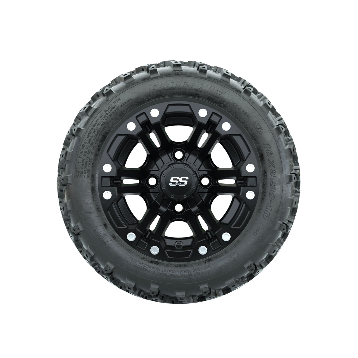 GTW Specter Matte Black 10 in Wheels with 18x9.50-10 Rogue All Terrain Tires Full Set