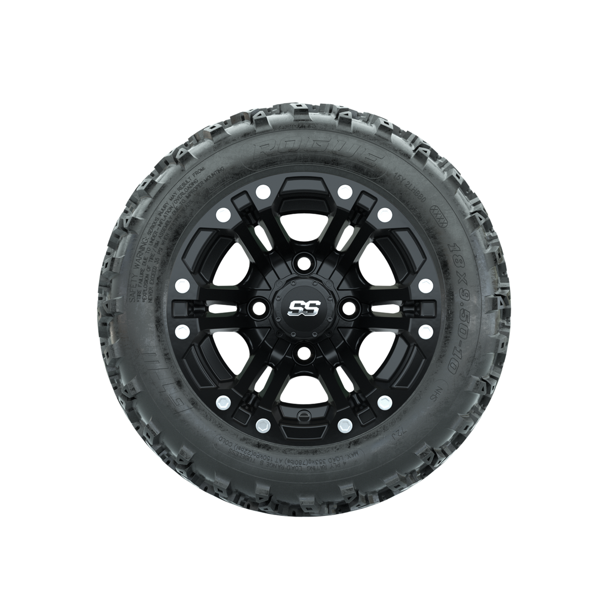 GTW Specter Matte Black 10 in Wheels with 18x9.50-10 Rogue All Terrain Tires Full Set