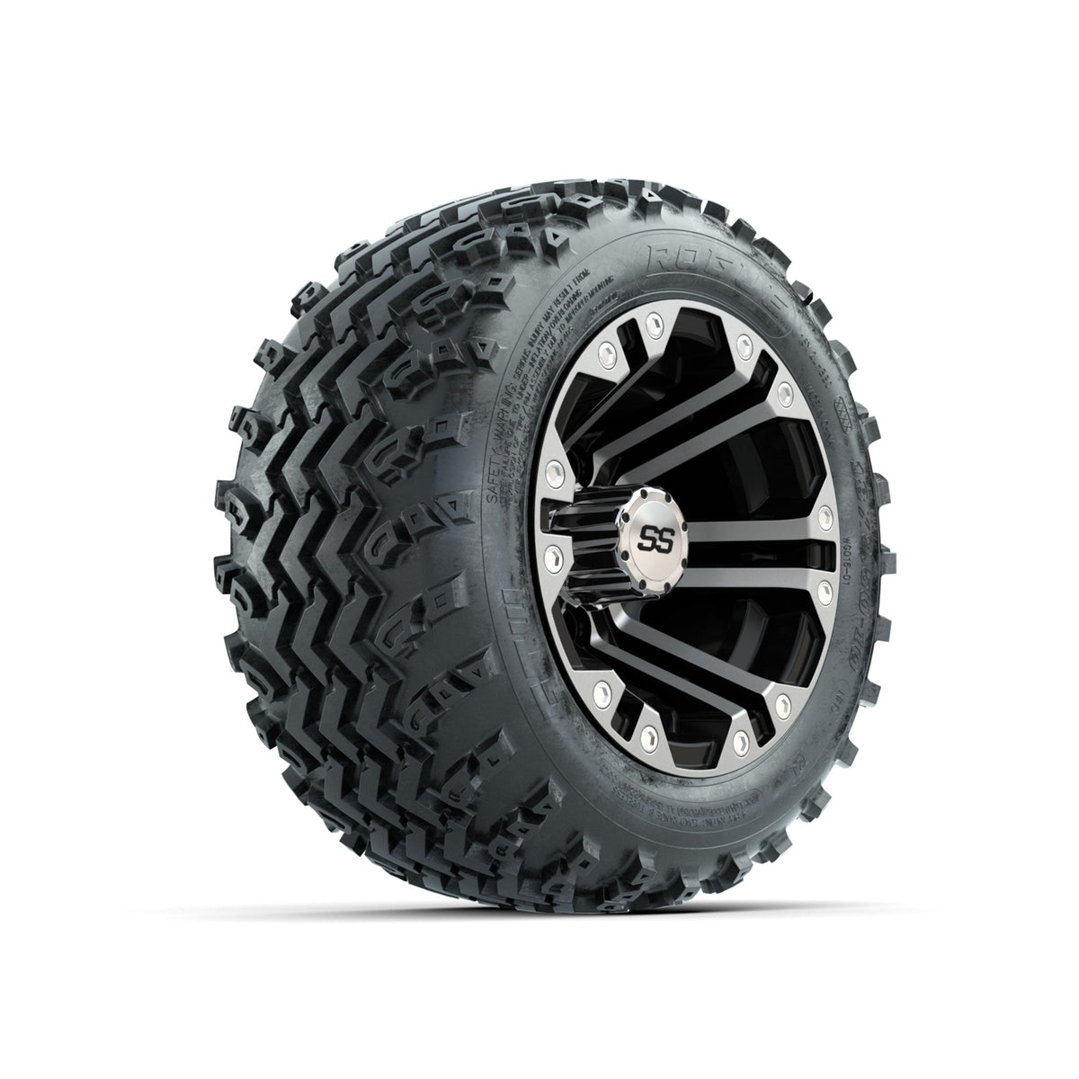 GTW Specter Machined/Black 10 in Wheels with 18x9.50-10 Rogue All Terrain Tires Full Set