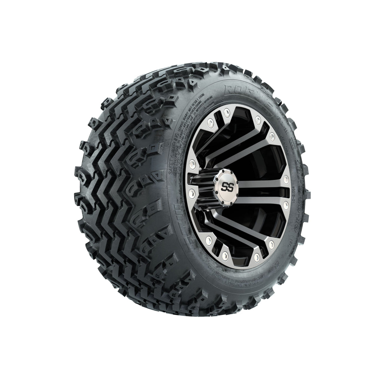 GTW Specter Machined/Black 10 in Wheels with 18x9.50-10 Rogue All Terrain Tires Full Set