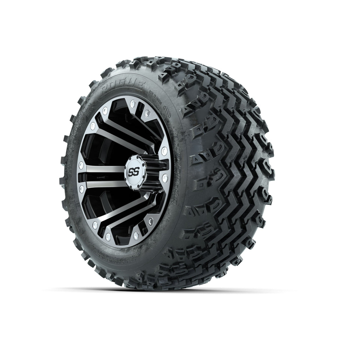 GTW Specter Machined/Black 10 in Wheels with 18x9.50-10 Rogue All Terrain Tires Full Set