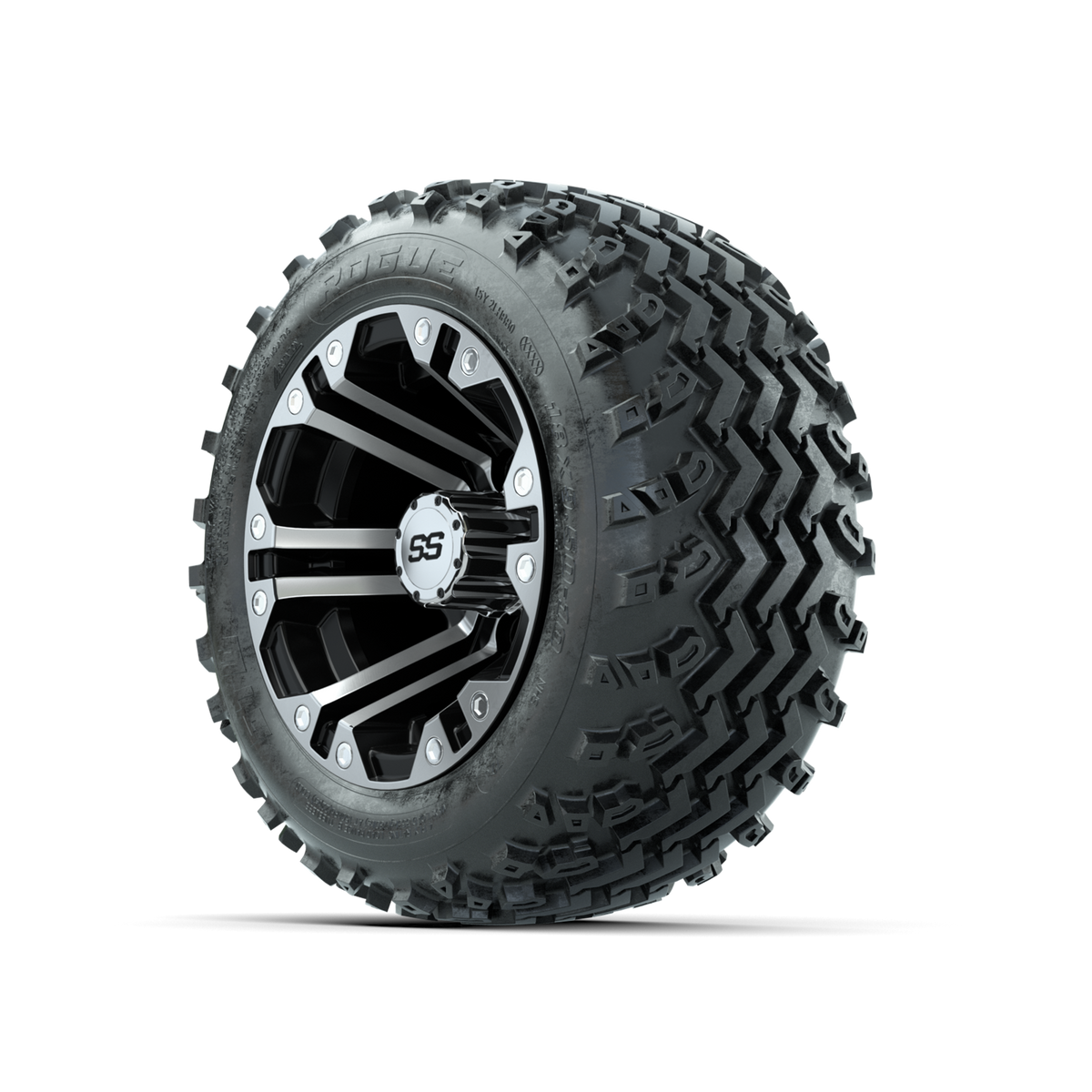 GTW Specter Machined/Black 10 in Wheels with 18x9.50-10 Rogue All Terrain Tires Full Set