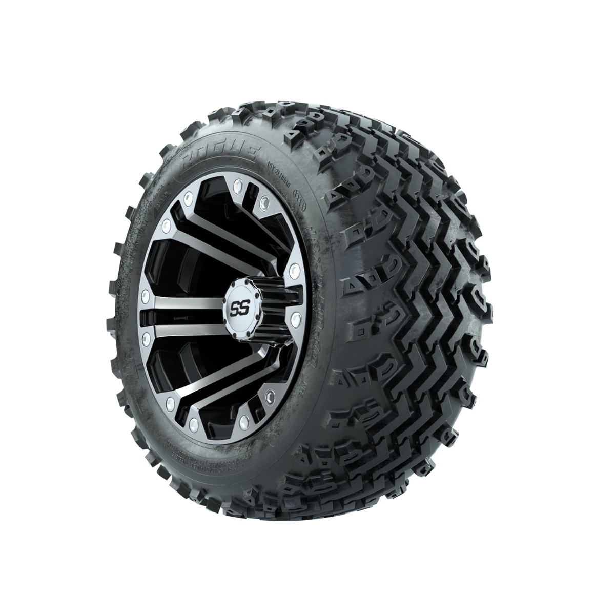GTW Specter Machined/Black 10 in Wheels with 18x9.50-10 Rogue All Terrain Tires Full Set
