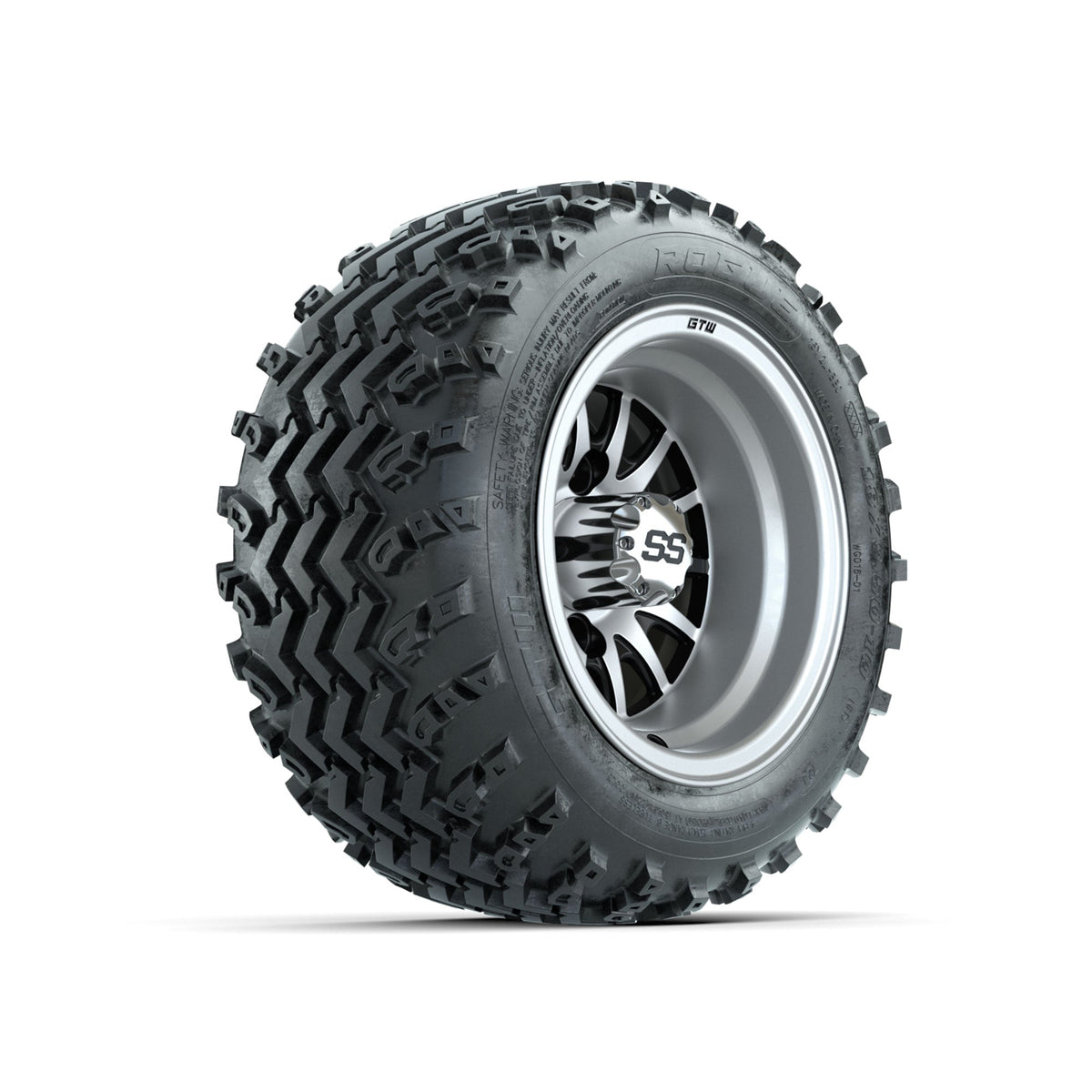GTW Medusa Machined/Black 10 in Wheels with 18x9.50-10 Rogue All Terrain Tires Full Set