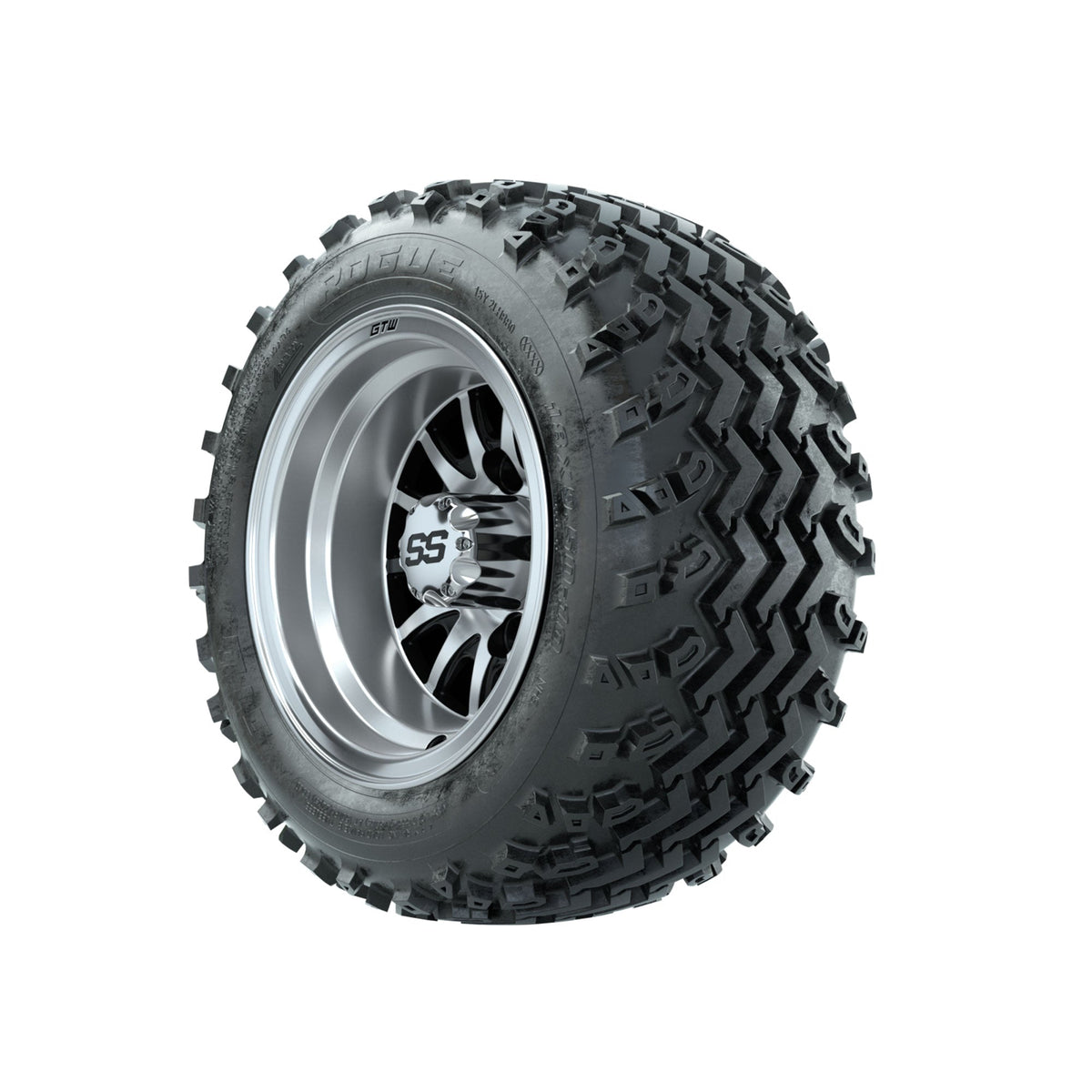 GTW Medusa Machined/Black 10 in Wheels with 18x9.50-10 Rogue All Terrain Tires Full Set