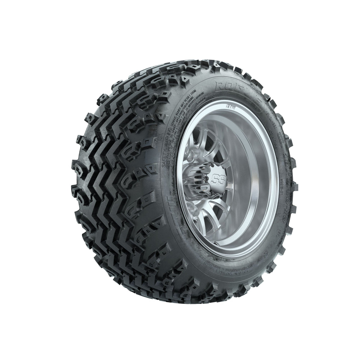 GTW Medusa Machined/Silver 10 in Wheels with 18x9.50-10 Rogue All Terrain Tires Full Set