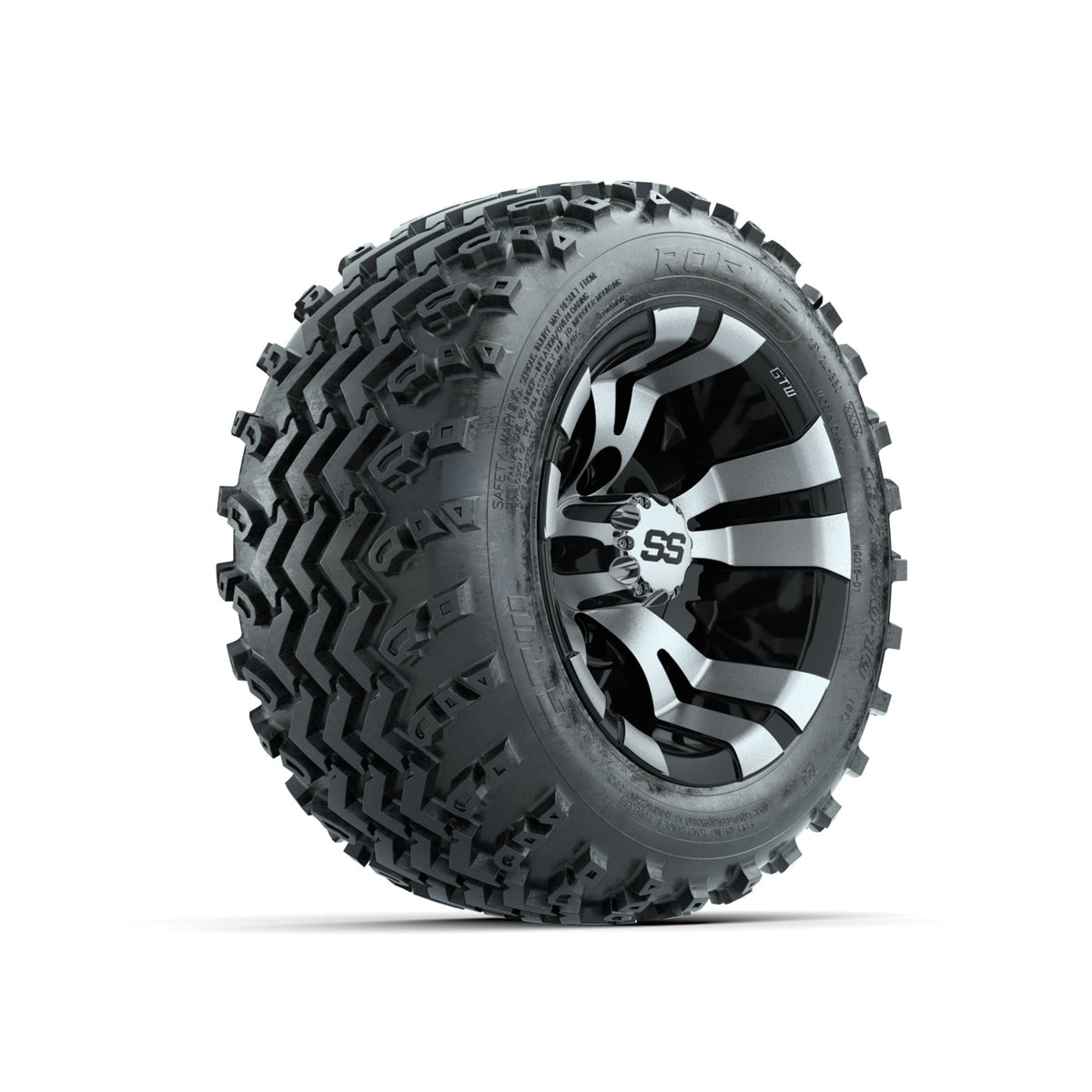 GTW Vampire Machined/Black 10 in Wheels with 18x9.50-10 Rogue All Terrain Tires Full Set