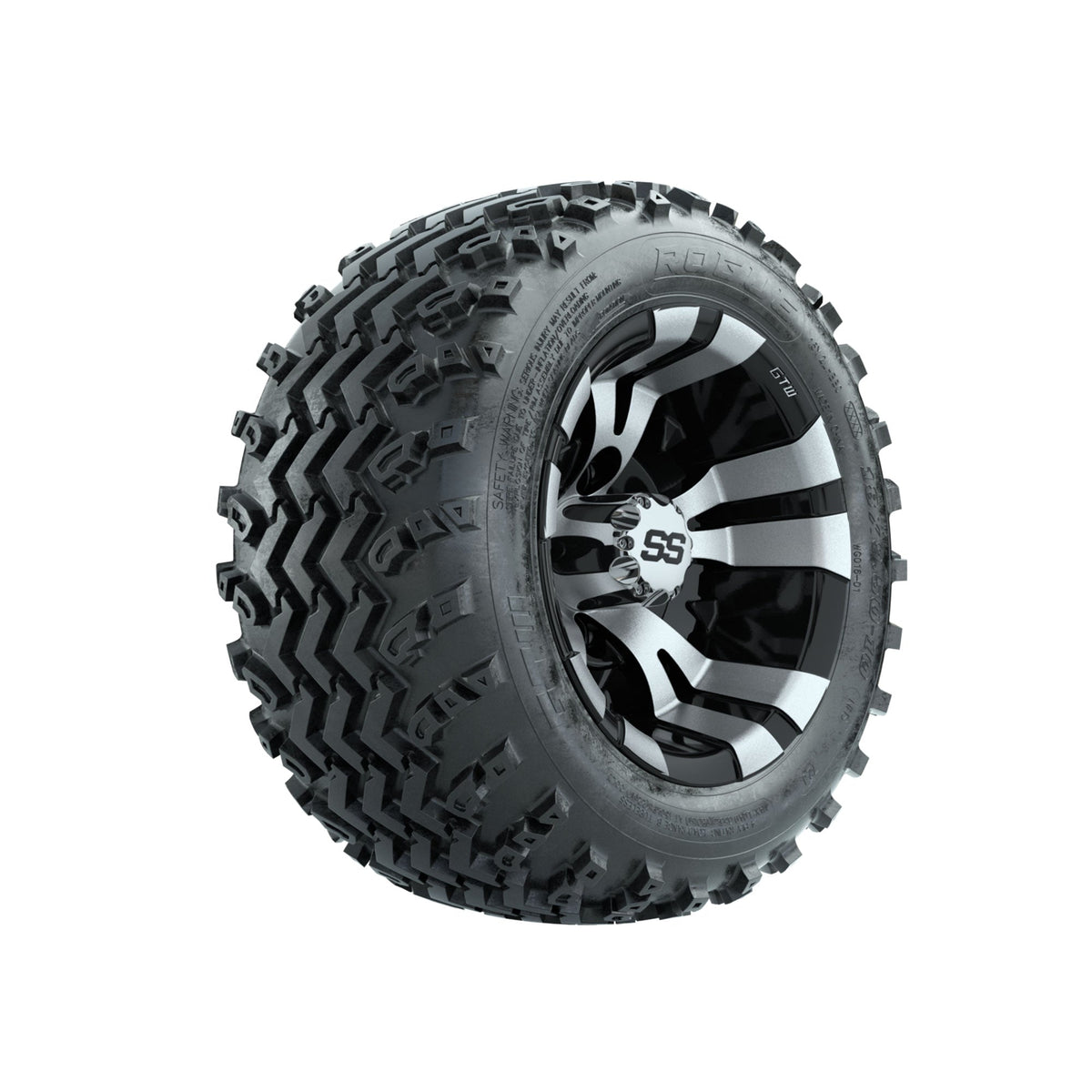 GTW Vampire Machined/Black 10 in Wheels with 18x9.50-10 Rogue All Terrain Tires Full Set